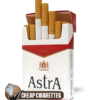 Astra Lux Red King Size cigarettes, 20-stick hinge-lid box, front view