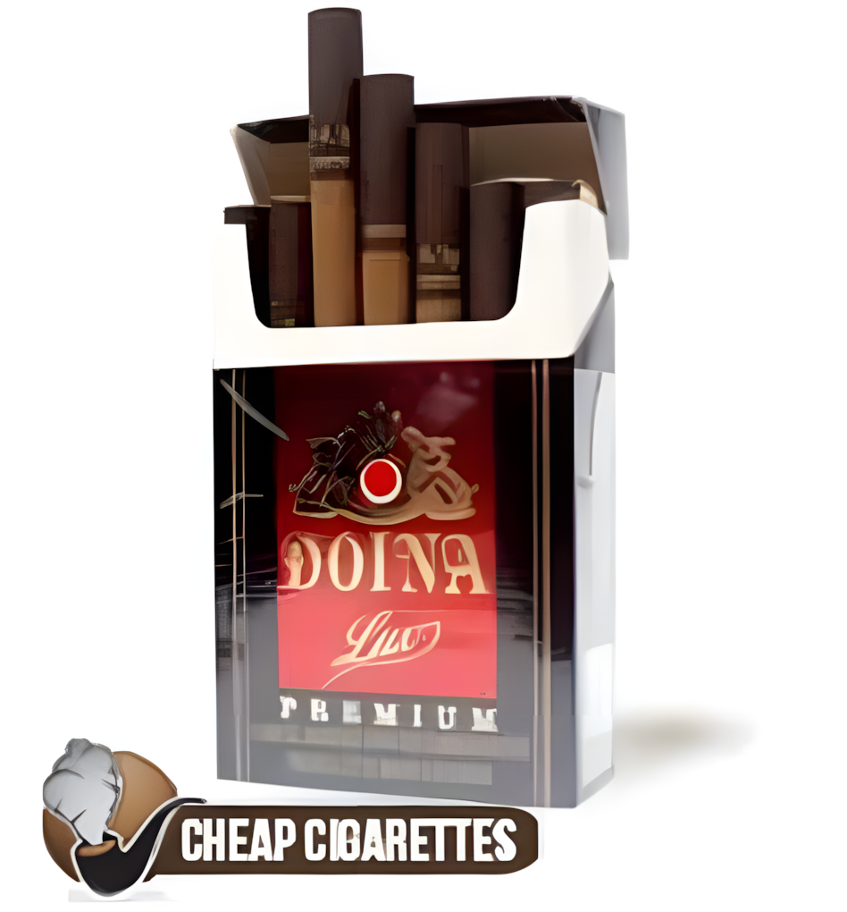 Doina Premium Red King Size cigarettes, 20-stick hinge-lid box, single pack front view