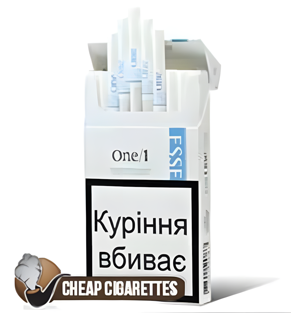Esse One White Super Slims cigarettes, 20-stick hinge-lid box, front view