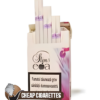 Eva Purple Super Slims cigarettes, 20-stick flip-top box, single pack front view