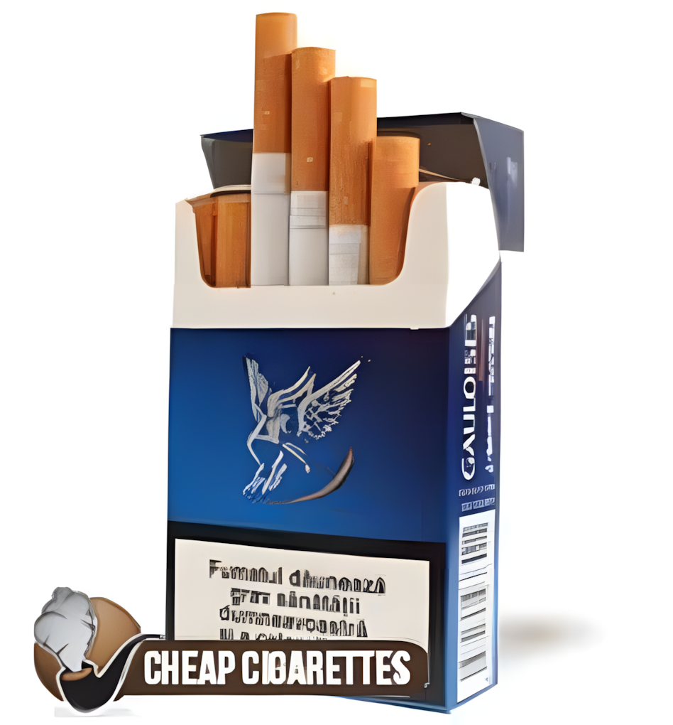 Gauloises Blondes Blue King Size cigarettes, 20-stick hinge-lid box, front view