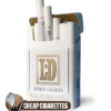 LD Gold King Size cigarettes, 20-stick hinge-lid box, single pack front view
