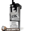 OK Black Super Slims cigarettes, 20-stick box, single pack, front view