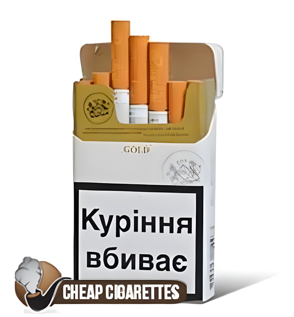 Philip Morris Gold King Size cigarettes, 20-stick hinge-lid box, front view