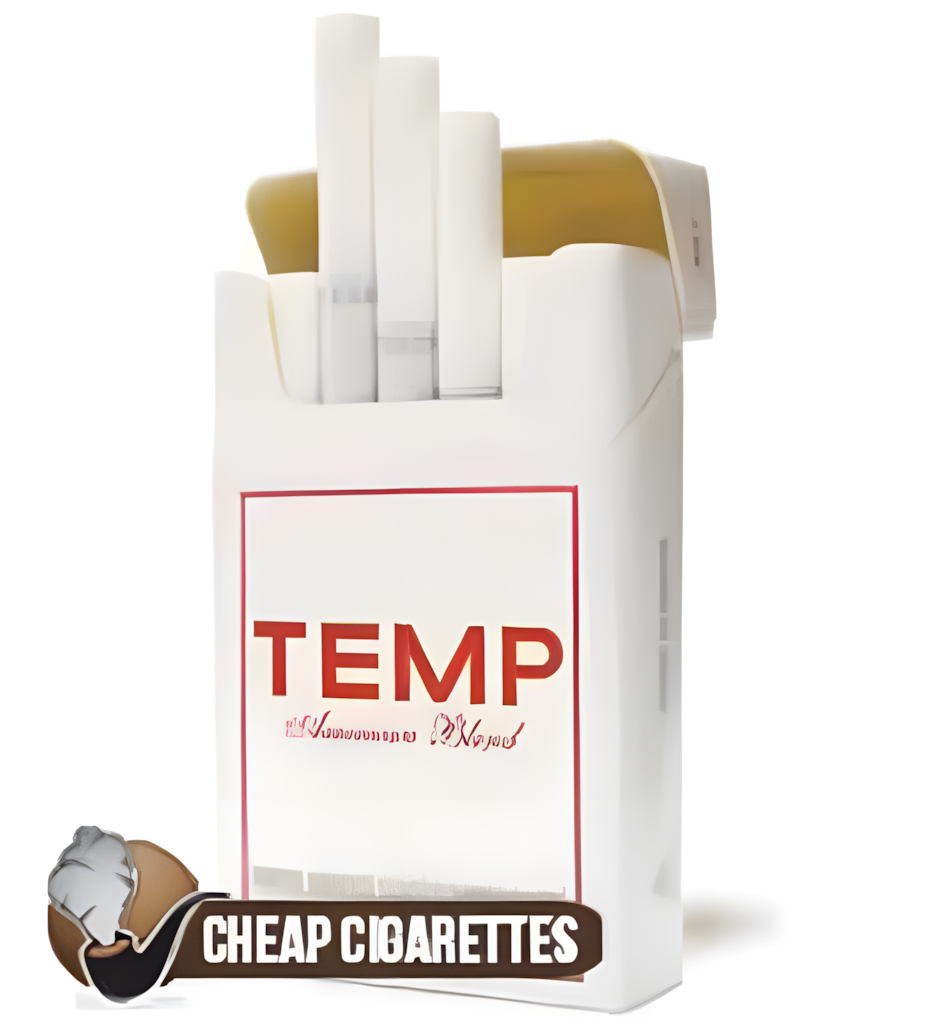 Temp Export Red King Size cigarettes, 20-stick flip-top pack, front view
