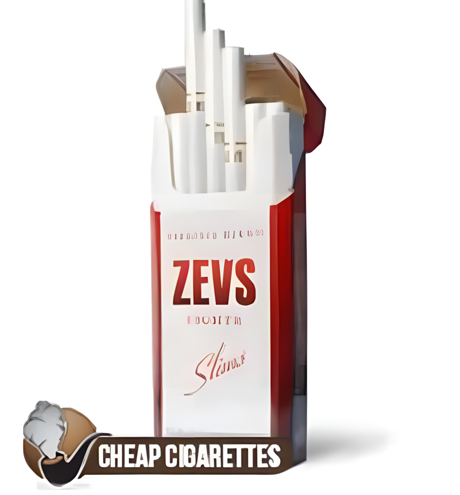Zevs Silver Slims cigarettes, 20-stick flip-top box, single pack front view