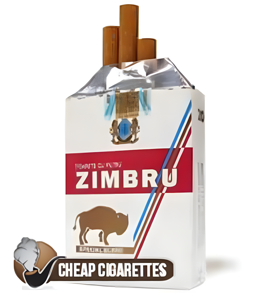 Zimbru Red King Size cigarettes, 20-stick flip-top box, front view