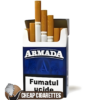 Armada Blue King Size cigarettes, 20-stick hinge-lid box, single pack front view