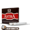 Astra Non-Filter Red King Size cigarettes, 20-stick hinge-lid box, front view