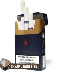 Atis Dark Blue King Size cigarettes, 20-stick hinge-lid box, front view