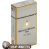 Benson & Hedges DeLuxe Blue 100's cigarettes, 20-stick hinge-lid box, front view