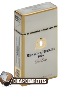 Benson & Hedges DeLuxe Blue 100's cigarettes, 20-stick hinge-lid box, front view