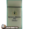 Benson & Hedges DeLuxe Menthol Blue 100's cigarettes, 20-stick flip-top box, front view