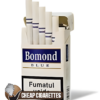 Bomond Blue King Size cigarettes, 20-stick hinge-lid box, front of a single pack