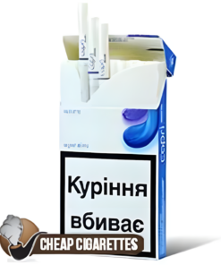 Capri Azzurro Super Slims cigarettes, 20-stick box, front view