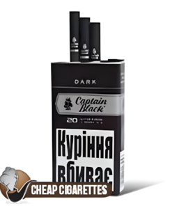 Captain Black Dark 100's cigarettes, 20-stick hinge-lid box, single pack front view