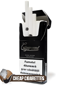 Cigaronne Exclusive Black Slims cigarettes, 20-stick box, front view