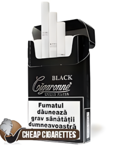 Cigaronne Exclusive Mini Black Compact cigarettes, 20-stick box, front view