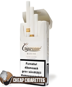 Cigaronne Exclusive White Slims cigarettes, 20-stick flip-top box, front view