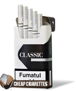 Classic Black QS Compact cigarettes, 20-stick hinge-lid box, front view