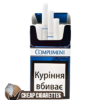 Compliment Demi Blue Slims cigarettes, 20-stick pack with cellophane wrap, front view