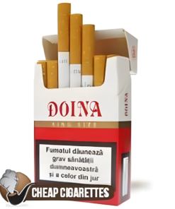 Doina Red King Size cigarettes, 20-stick hinge-lid box, front view