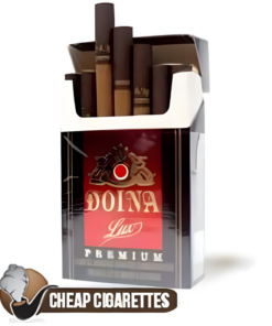 Doina Premium Red King Size cigarettes, 20-stick hinge-lid box, single pack front view