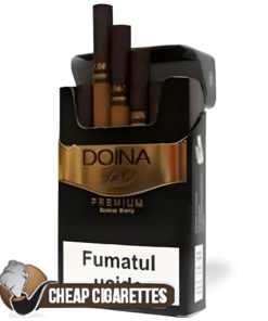 Doina Premium Gold King Size cigarettes, 20-stick hinge-lid box, front view