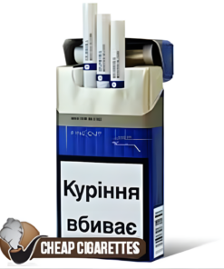 Dunhill Fine Cut Dark Blue King Size cigarettes, 20-stick hinge-lid box, single pack front view