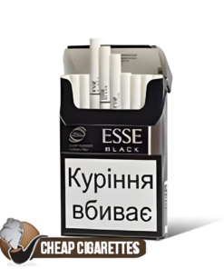 Esse Nano Black Slims cigarettes, 20-stick hinge-lid box, front view of the sealed pack
