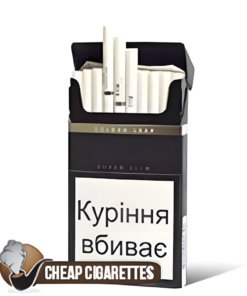 Esse Golden Leaf Super Slims cigarettes, 20-stick hinge-lid box, front of the pack