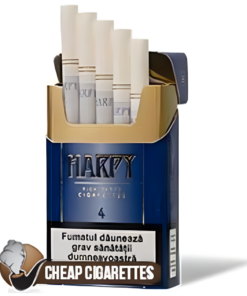 Harpy 4 Silver King Size cigarettes, 20-stick flip-top box, single pack front view