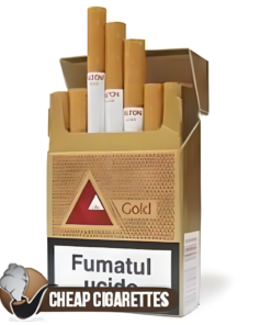Hilton Gold King Size cigarettes, 20-stick hinge-lid box, front view