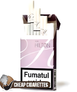 Hilton Lilac Super Slims cigarettes, 20-stick hinge-lid box, single pack front view