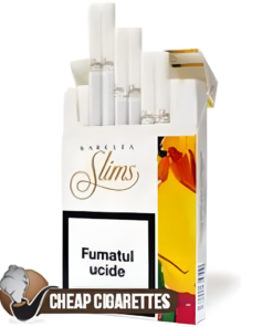Karelia Silver Slims cigarettes, 20-stick flip-top pack, front view