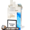 Karelia Blue Slims cigarettes, 20-stick round-corner box, front view