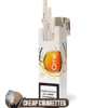 Karelia Ome Yellow White Super Slims cigarettes, 20-stick box, front view