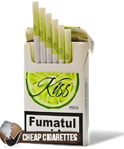 Kiss Mohito Silver Super Slims cigarettes, 20-stick box, front of the pack