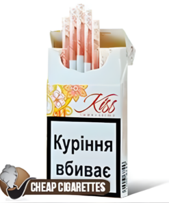 Kiss Energy Super Slims cigarettes, 20-stick box, front of the sealed pack