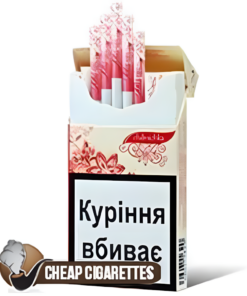Kiss Strawberry Super Slims cigarettes, 20-stick hinge-lid box, front view