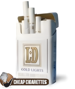 LD Gold King Size cigarettes, 20-stick hinge-lid box, single pack front view