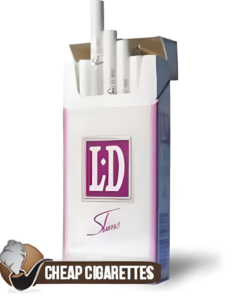 LD Silver Slims cigarettes, 20-stick box, single pack, front view