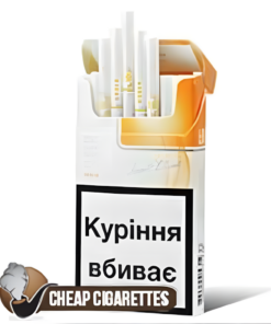 LD Amber White Super Slims cigarettes, 20-stick hinge-lid box, single pack front view