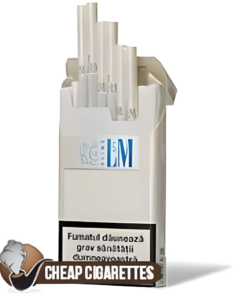 L&M Marine Blue Slims cigarettes, 20-stick box pack, front of a single pack