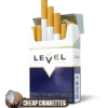 Level Blue King Size cigarettes, 20-stick flip-top box, front view