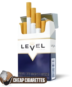 Level Blue King Size cigarettes, 20-stick flip-top box, front view