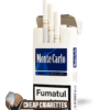 Monte Carlo Blue 100's cigarettes, 20-stick hinge-lid box, single pack front view