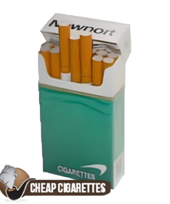 Newport Menthol Red 100's cigarettes, 20-stick hinge-lid box, single pack front view