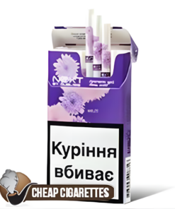 Next Violet Silver Super Slims cigarettes, 20-stick flip-top pack, front view