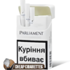 Parliament Platinum White King Size cigarettes, 20-stick hinge-lid box, front view